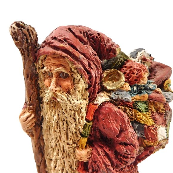 Vintage Folk Art Style Santa Claus Flat Back Figurine June McKenna 1985 Signed - Picture 2 of 6